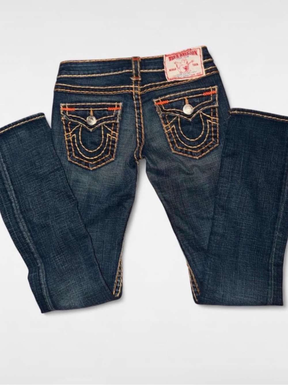 True Religion Billy Super T Jeans – Thick Rope Stitch 27 Flare Low Rise